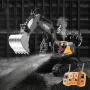 HJ Models 689-714A 1/16 2.4G 16CH RC Car Excavator Engineering Vehicles Alloy Bucket Digging 680° Rotation Spray LED Light Sound RTR Toys