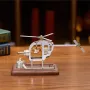 HX-15 Stirling Engine Helicopter Model Assembly Kit Physical Air Energy Combustion Engine with Black Walnut Solid Wood Base Technology Educational Creative Toys