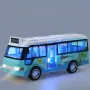 Children's Inertia Toy Car Route 23 City Bus School Bus Model with Sound Light Music Openable Doors Friction Powered Play Gift