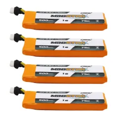 4 Packs CNHL MiniStar HV 500mAh 3.8V 1S 75C Lipo Battery with BT2.0 Plug for Betafpv Air75 FPV Racing Drone