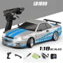 LDRC 1899/A99 RTR 1/18 2.4G RWD RC Araba Drift GTR R34 Opsiyonel Jiroskop LED Işık Yolda Tam Orantılı Alaşımlı Gövde Kabuk Yarış Araçları Modelleri Oyuncaklar