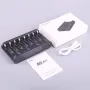 Carregador de bateria ISDT A8 Air com 8 compartimentos AA e AAA, carregador inteligente de bateria com máx. 27 W de operação sem fio para bateria recarregável 10500 12500 Ni-MH/CD LiHV LiFePO4, entrada USB C