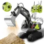 HJ Models 689-714A 1/16 2.4G 16CH RC Car Excavator Engineering Vehicles Alloy Bucket Digging 680° Rotation Spray LED Light Sound RTR Toys