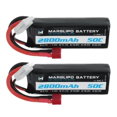 Batteria Lipo MARSLIPO 7,4 V 2800 mAh 50 C 2S con connettore T per auto RC