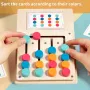 Montessori Cognitive Learning Toy for Kids Wooden Color Shape Toy Early Brain Stimulation Logical Enlightenment Hand-eye Coordination Thinking Educational Toy