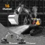 HJ Models 689-714A 1/16 2.4G 16CH RC Car Excavator Engineering Vehicles Alloy Bucket Digging 680° Rotation Spray LED Light Sound RTR Toys