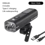 WEST BIKING Smart LED Digital Display Bike Headlight 1500mAh Battery Type-C Charging Waterproof Mini Portable Bicycle Front Light for MTB Bike Road Bike Flashlight