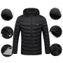 TENGOO HJ-15 Heated Jacket 15 Heating Zones USB Charging Thermal Warm Jacket Motorcycle Men's Heated Hooded Coat Outdoor Sportswear
