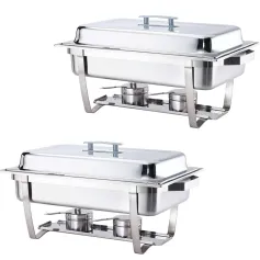 Warmounts 8QT 2パック グリッドパン 長方形 チェーフィングディッシュ 食品グレード ステンレススチール ケータリング ビュッフェ フード ミールプレート ホテル パーティー ピクニック用