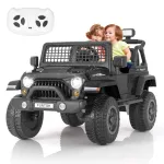 FUNTOK 12V 7AH 2 Seater Kids Electric Ride on Truck Battery Powered Wireless Remote Control Bluetooth Spring Suspension MP3 Player & LED Lights Ride Toy Motorized Car for Toddlers Children Christmas Birthday Gift