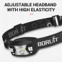 BORUiT G7 LED Motion Sensor Mini Headlamp Type-C Rechargeable Headlight Red Warning Light Head Torch Waterproof Camping Lantern