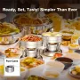 Warmounts 1QT Chafing Dish Buffet Set Individual Single Shabu Hot Pot, Stainless Steel, Glass Lid, Mini Round Chafing Dishes for Buffet for Dinner, Parties, Wedding, Camping, Events