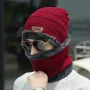 3-delige set dames- en herenwintermutsen en handschoenen, warme gebreide muts, sneeuw- en skimuts met klep en touchscreen-wanten, sms-handschoenenset