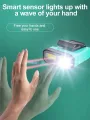 Bikight LED+COB Smart Sensor Mini lampada frontale portatile con ricarica USB e induzione, lampada da pesca, da corsa, con clip, impermeabile, da campeggio, da lavoro