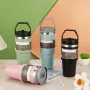 900ml Large Capacity Water Cup 304 Stainless Steel Car Insulated Cup with Straw and Handle Double Walled Travel Sports Water Bottle