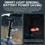 ROCKBROS REX01 Fanale posteriore per bicicletta con sensore di frenata intelligente, batteria da 500 mAh, 5 modalità di illuminazione, luce posteriore per bicicletta impermeabile IPX6 ricaricabile tramite USB-C con telecomando wireless per il ciclismo