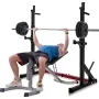 [US Direct] Dipping Station 43.5~67.5inch High 13 Levels Adjustable Weight Lifting Bench Barbell Stand Fitness Gym Home 550 Pound Loading