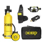DIDEEP X4000Pro 1L Scuba Diving Tank Snorkel Equipment Leisure Outdoor Swimming Spare Oxygen Portable Capacity Use 10-20 Minute with Adapter Diving Goggles Strap Bag Handbag