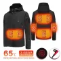 TENGOO HJ-07 7 Kawasan Pemanasan Jaket Kot Kawalan Suhu Tiga Kelajuan Pecah Wind Dipanaskan Kot Bertudung Leher Tinggi Termal untuk Sukan Luar Musim Sejuk