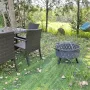 [USA Direct] 32 inch Round Crossweave Wood Burning Fire Pit Stove Firepit Heater with Poker for Outdoor Camping Patio Deck Backyard, 8011