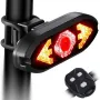 West Biking Smart 2-in-1 Bicycle Rear Light Wireless Remote Control 5 Light Modes Turn Signal Lights Bike bell horn Cycling Mini Taillight for Night Riding