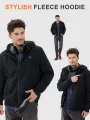 Auxo Unisex 4-Zone Heated Hoodie with 3.7V 20000mAh Battery Zip Up Fleece Hooded Sweatshirt Up to 20 Hours Warmth