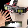 USB Rechargeable LED Head Flashlight XPE COB Headlamp Red Light Motion Sensor Lightweight for Running Camping Equipments Nature Hike