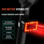 Smart Radar Bicycle Taillight 7 Light Modes 1500mAh Battery Capacity Waterproof 30m Object Approaching Alerts Safe Riding Back Light for Cycling