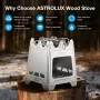 Astrolux® Ti-BS1 Titanium Backpacking Stoves Titanium Camping Stove Folding Wood Burning Stove Pocket Stove Portable Lightweight Backpacking Stove for Outdoor Camping Hiking Backpacking Picnic BBQ