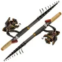 Multifunction 2.4-2.7M Portable Telescopic Fishing Rod Spinning Fishing Rod with DC3000 Fishing Reel for Various Fishing Scenes