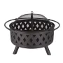 [USA Direct] 32 inch Round Crossweave Wood Burning Fire Pit Stove Firepit Heater with Poker for Outdoor Camping Patio Deck Backyard, 8011