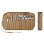 Outdoor Set Waterproof Storage Bag Stainless Steel Spoon Chopsticks Fork Camping Travel Picnic Canvas Bag