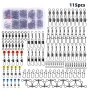 Anmuka 115pcs Fishing Connector Swivel Box Pack Pins Center Pass Swivels Sea Bean Bass Trout Fishing Accessories