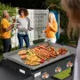 WARMOUNTS 3 Burners 32'' Propane Gas Griddle Foldable with 4 wheels, Portable Flat Top Grill 45000 BTU Propane Fuelled, Outdoor Griddle Grill with Side Tables, Tissue Hook, for Camping, BBQ