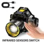 Rechargeable Geste Sensor Zoomable LED Headlamp Outdoor Hand-free Strong Headlight 5 Modes Multiduty LED Head Flashlight for Camping Fishing Lantern Light