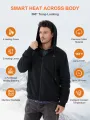 Auxo Unisex 4-Zone Heated Hoodie with 3.7V 20000mAh Battery Zip Up Fleece Hooded Sweatshirt Up to 20 Hours Warmth