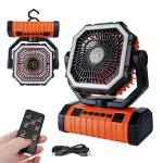IPRee Camping Portable Desk Fan with LED Light, 20000mAh Battery Rechargeable Quiet Camping Fan, Battery Operated with Hanging Hook for Home Bedroom