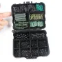 Anmuka 420pcs Fishing Tackle Kit ABS Boxed Fishing Accessories Set with Hooks Swivels Beads Locking Pins Screw Block Beans Anti-winding Sleeves Fit for Anglers