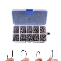 600pcs Fishing Hooks Set 10 Types High Carbon Steel Large Load-bearing Capacity Sharp Barbed Fishhook Rock Fishing Equipment Gear Tackle Accessories with Box