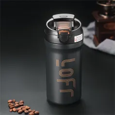 IPRee 600ml / 21OZ Portable Kafe Tèmik Mug ak Pay double Miray Izolasyon Siblimasyon Tumble Leakproof Tèrmos Pòtab Cup