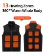 TENGOO HZ-13 13 Areas Heating Vest Zipper Adjustable Size 3-Gears Heated Jackets USB Electric Thermal Clothing Winter Warm Vest Outdoor Heat Coat Clothing
