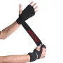 SKDK 1Pair Weight Lifting Fitness Sports Gloves Non-slip Breathable Sweat-wicking Silicone Palm Extended Strap Wrist Guard Gloves for Gym Power Training