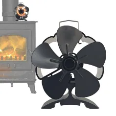 5-bladige, op warmte werkende houtkachelventilator, haardventilator, ovenluchtblazer voor hout/houtkachel/open haard, milieuvriendelijke ventilator-DY385A
