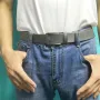 Tushi Metal Smart Tactical Belt Automatic Buckle Canvas Thick Nylon Jeans Pants Belt for Outdoors Camping Hiking Fishing Cycling