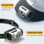 Motion Sensor Smart LED Headlamp Rechargeable Flashlight Red and Blue Warning Headlight Portable Clip-on Cap Light with 8 Lighting Modes for Outdoor Camping Hiking Fishing Running