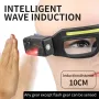 High Brightness LED Headlamp 90°Adjustable Job Site & Security Lighting 5 Modes Rechargeable Flashlight Wave Sensor Control