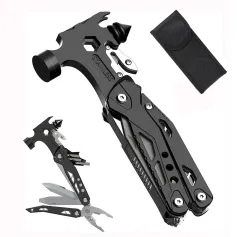 IPRee 16 In 1 Multifunctional Hammer Survival Tool Folding Pocket Pliers With Screwdriver Bottle Opener For Survival Camping Hunting Outdoor