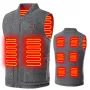 TENGOO HV-08G Heated Vest 8 Heating Areas USB Charging 3 Gear Temperature Control Grey Plush Windproof Outdoor Winter Warm Clothing