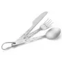 Astrolux® Ti-FS1 Titanium Flatware Set Titanium Flatware Knife Fork Spoon Set Lightweight Ti Camping Utility Cutlery Set with Carrying Bag for Traveling Picnic Hiking