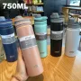 750ml Taşınabilir Yalıtımlı Termos Şişe Paslanmaz Çelik Su Şişesi Seyahat Kupası Çift Duvarlı Vakumlu Matara Spor Termal Kupa